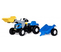 Minamas traktorius su priekaba ir kaušu - vaikams nuo 2,5 iki 5 metų | rollyKid New Holland | Rolly Toys